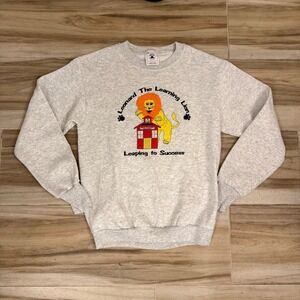 Vintage Delta Leonard The Learning Lion Sweatshirt Grey North Lauderdale Elem M